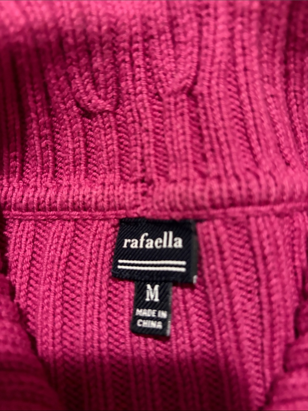 Rafaella Deep Pink Button-Front Ribbed Yoke Cardigan - Picture 2 of 8